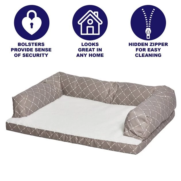 MidWest QuietTime Couture Hampton Orthopedic Bolster Dog Bed w/Removable Cover 4 MidWest QuietTime Couture Hampton Orthopedic Bolster Dog Bed w/Removable Cover - Image 4