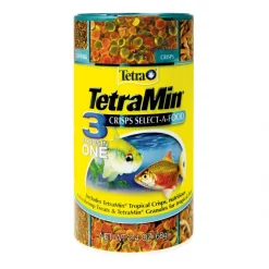 Tetra TetraMin 3-in-1 Crisps Select-A-Food Variety Pack Flakes Fish Food, 2.4-oz bottle