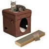 MidWest Curious Cube Condo + Catty Scratch Cat Scratcher with Catnip, Small