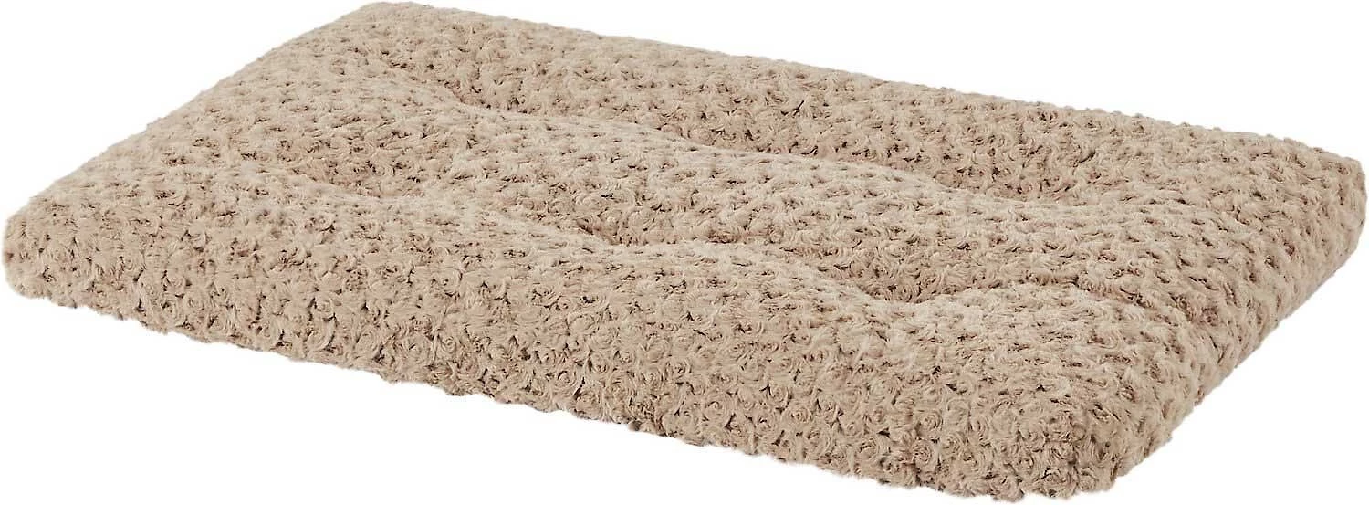 MidWest Quiet Time Ombre Swirl Crate Mat, Taupe + Quiet Time Crate Cover, Brown Geometric 2 MidWest Quiet Time Ombre Swirl Crate Mat, Taupe + Quiet Time Crate Cover, Brown Geometric - Image 2