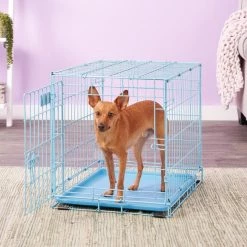 MidWest iCrate Single Door Collapsible Wire Dog Crate, Blue