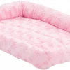 MidWest Quiet Time Fashion Plush Bolster Dog Crate Mat, Pink