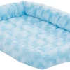 MidWest Quiet Time Fashion Plush Bolster Dog Crate Mat, Powder Blue