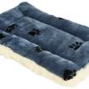 MidWest Quiet Time Fleece Reversible Dog Crate Mat, Blue Paw Print
