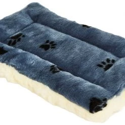 MidWest Quiet Time Fleece Reversible Dog Crate Mat, Blue Paw Print